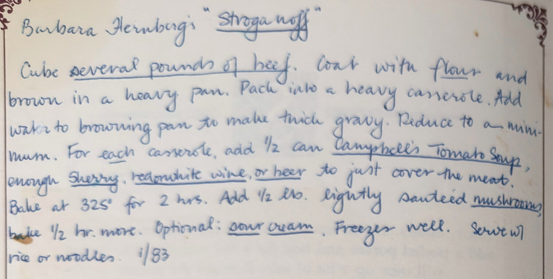 The original: Barbara Hernberg's "Stroganoff"