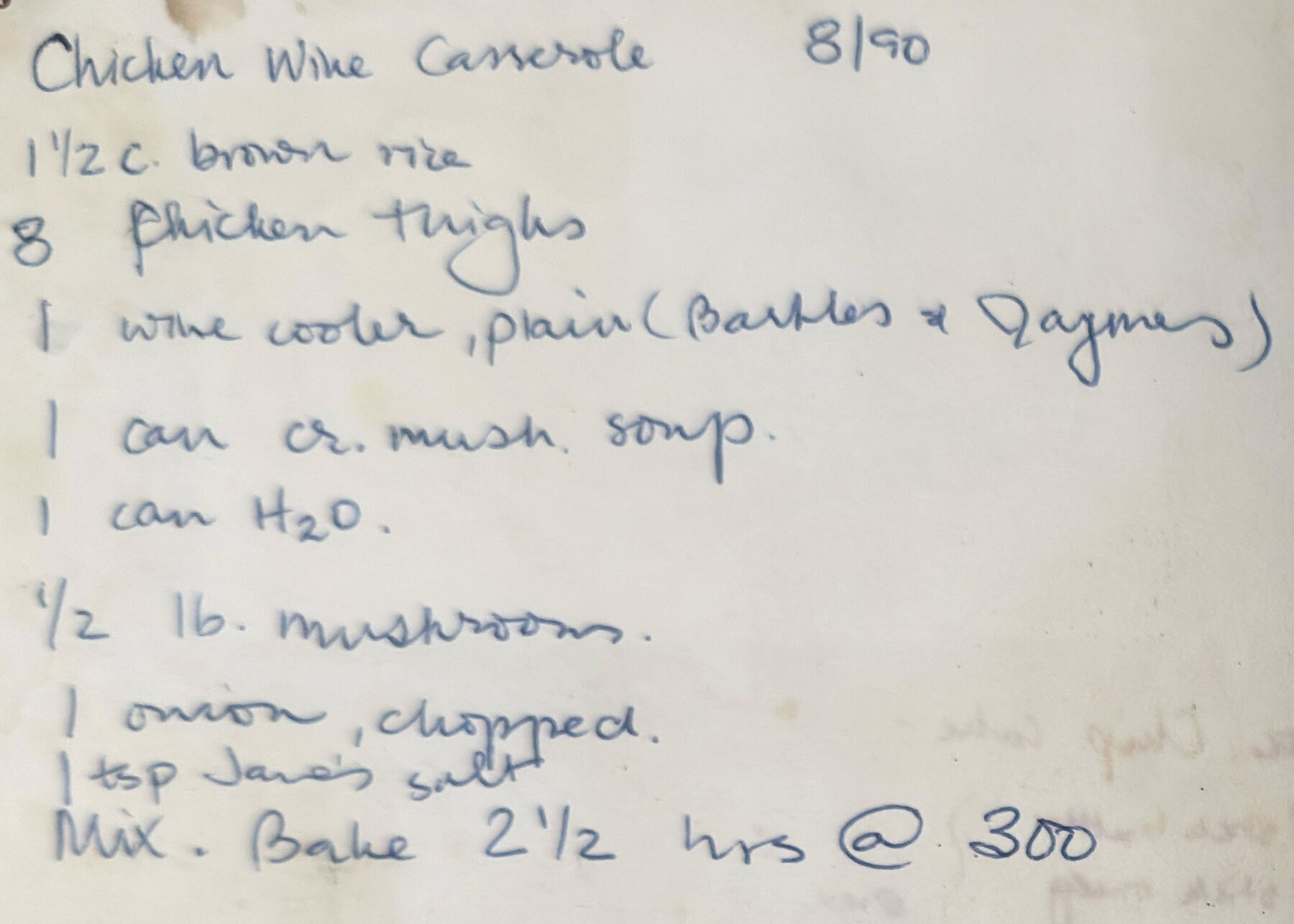 The original: Chicken Wine Casserole