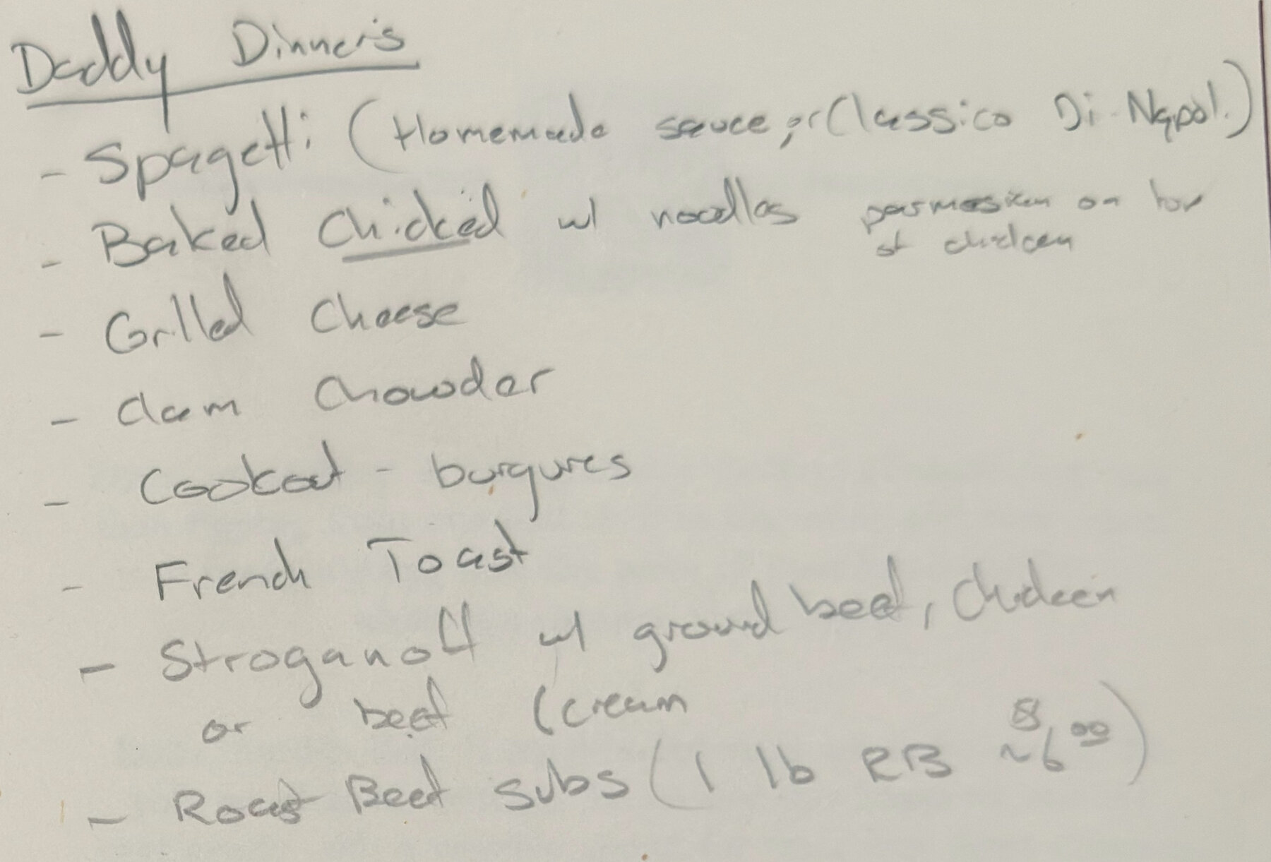 The original: Daddy Dinners