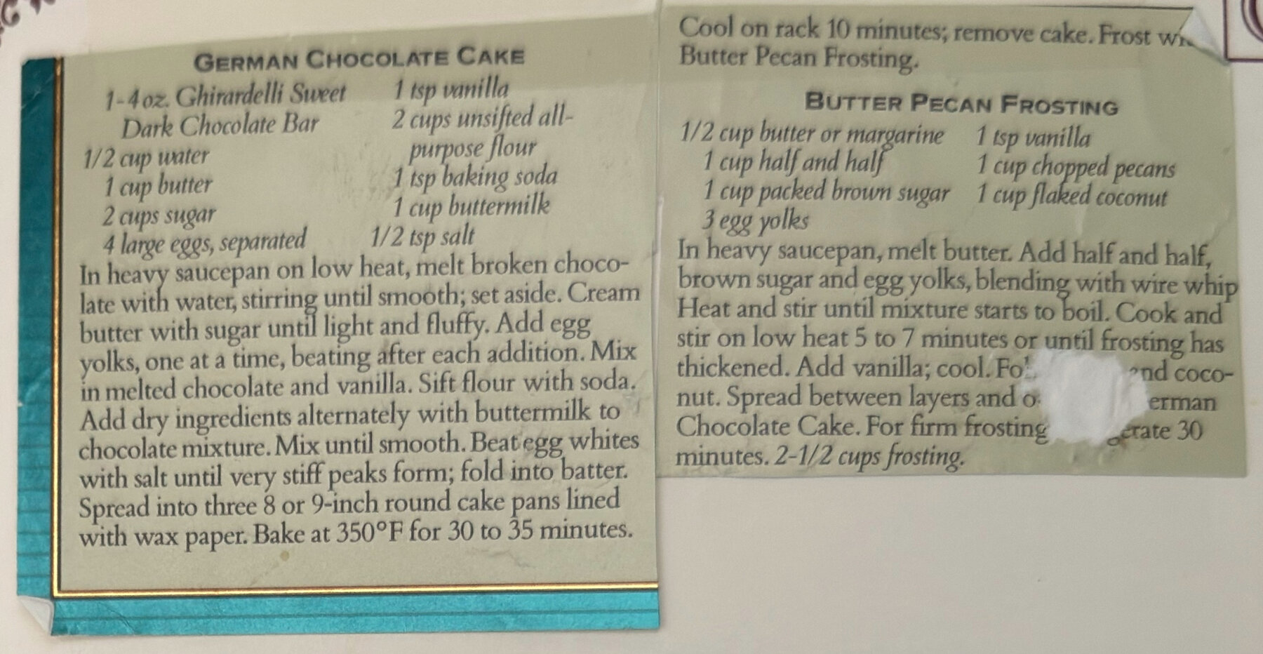 The original: German Chocolate Cake