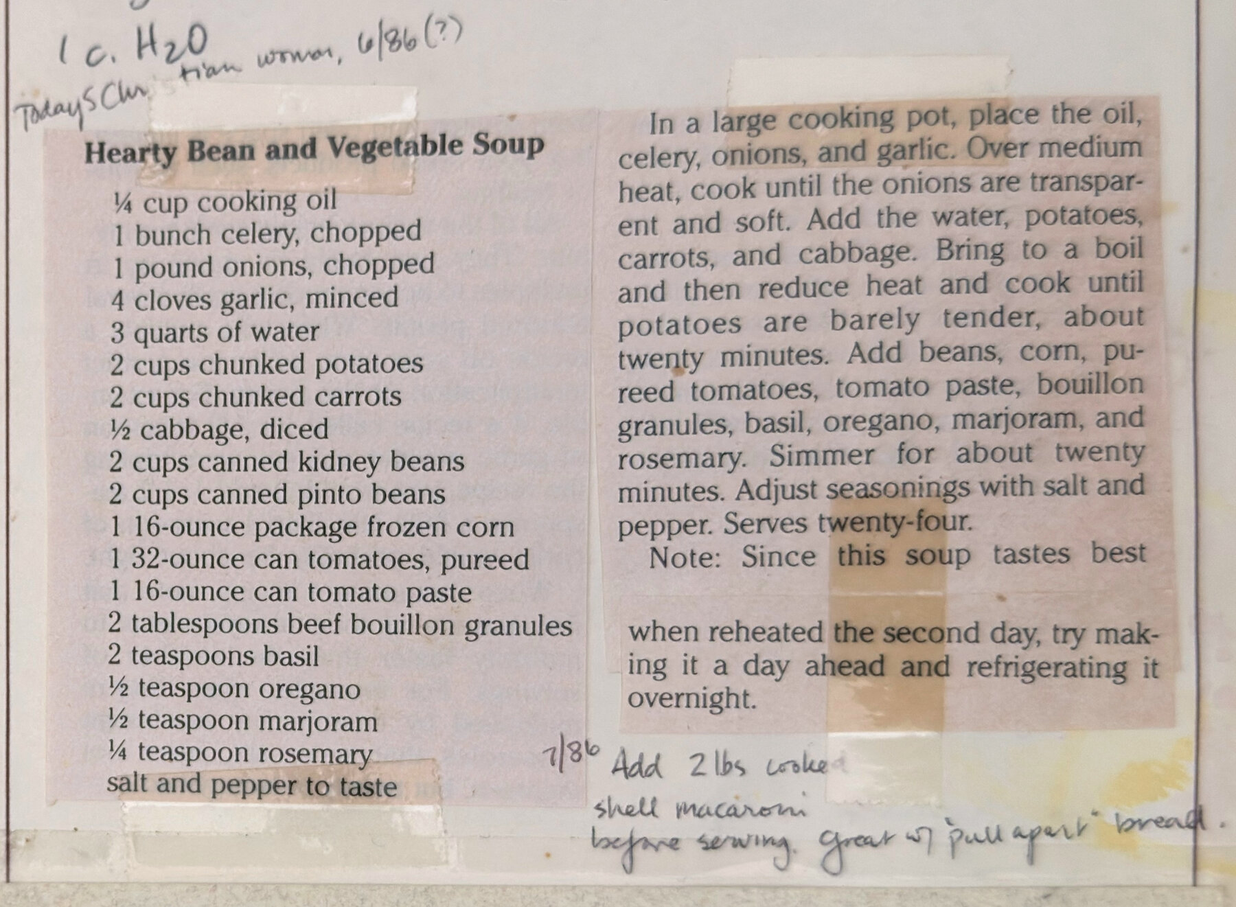The original: Hearty Bean and Vegetable Soup