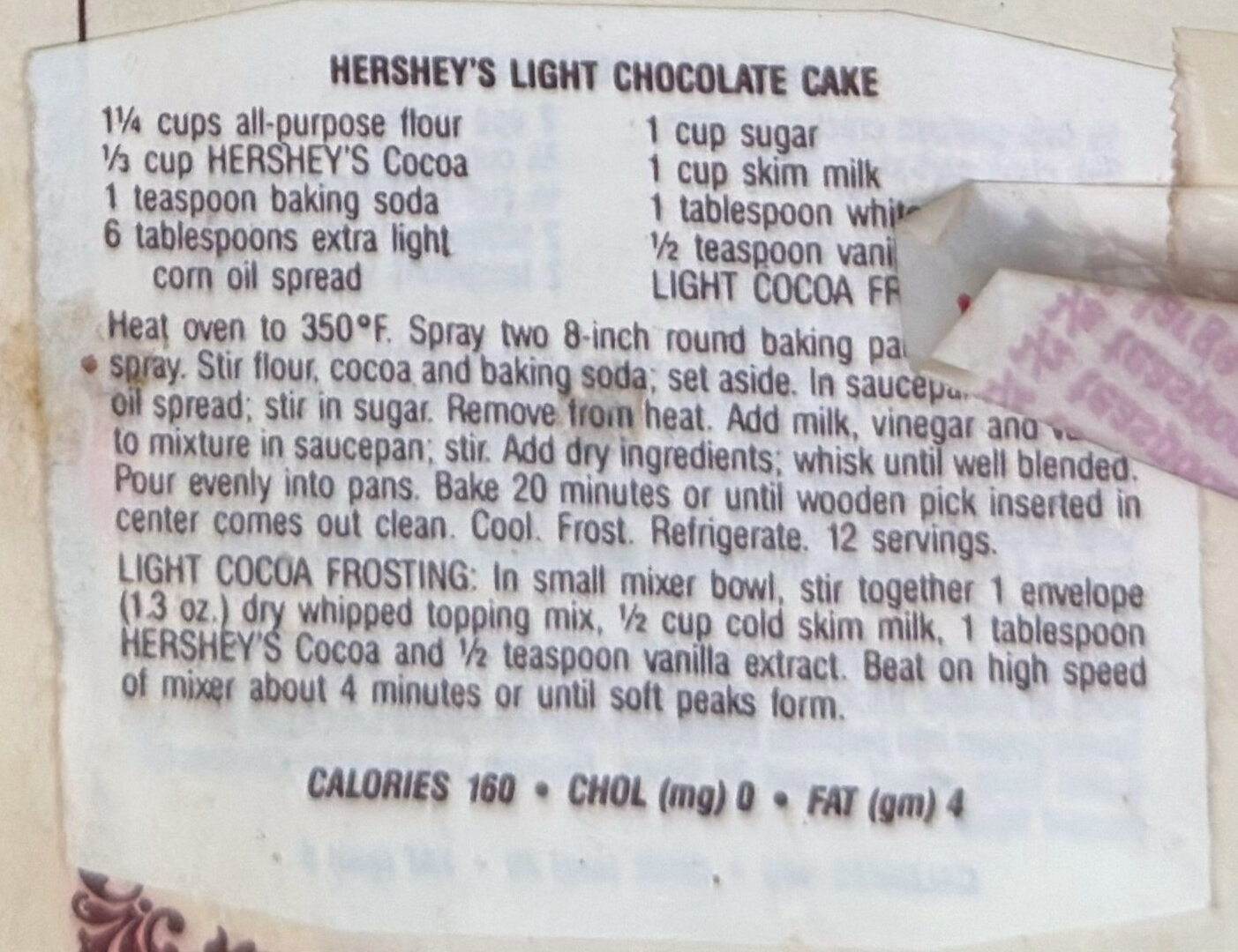 The original: Hershey's Light Chocolate Cake