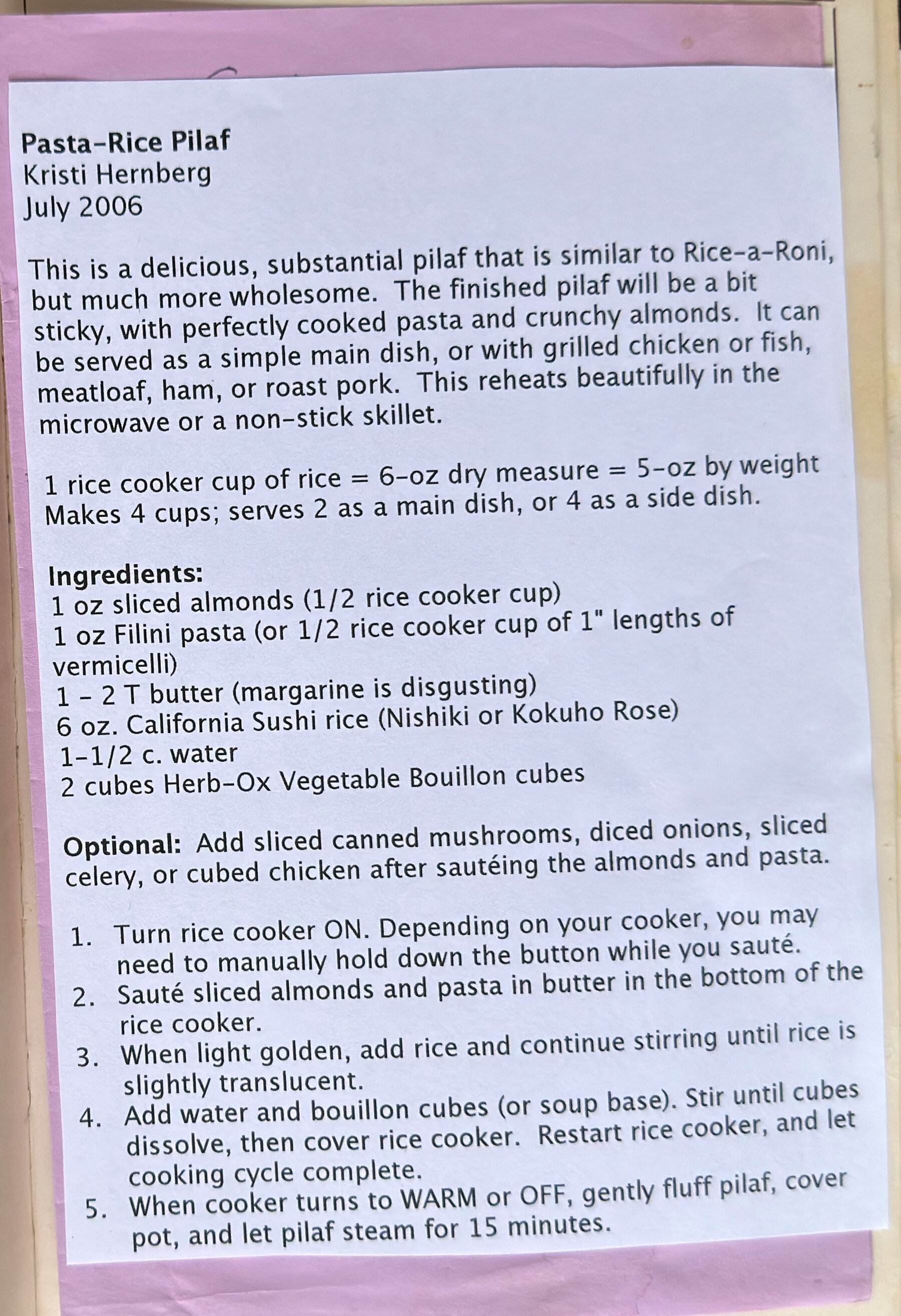 The original: Pasta-Rice Pilaf