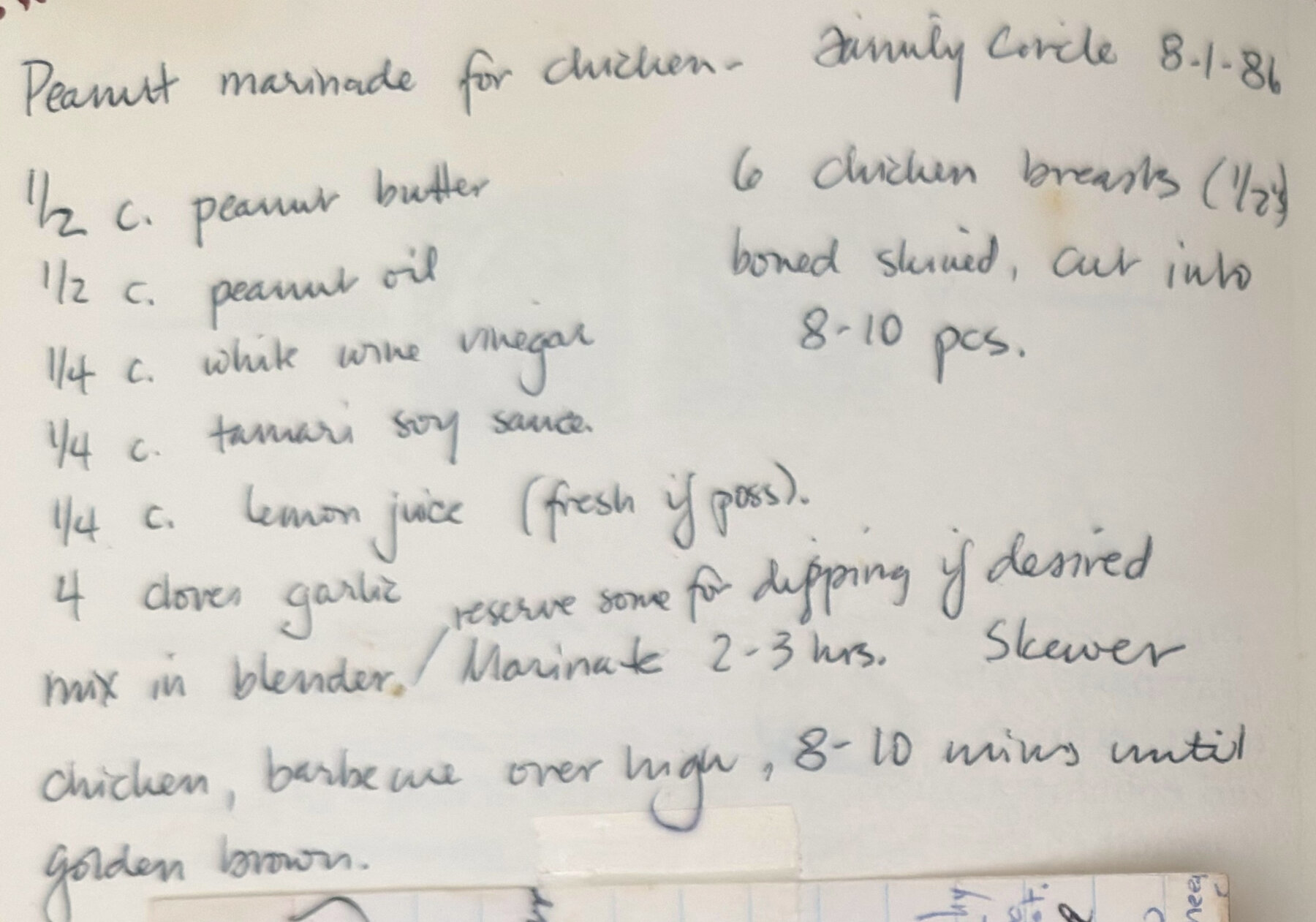 The original: Peanut Marinade for Chicken