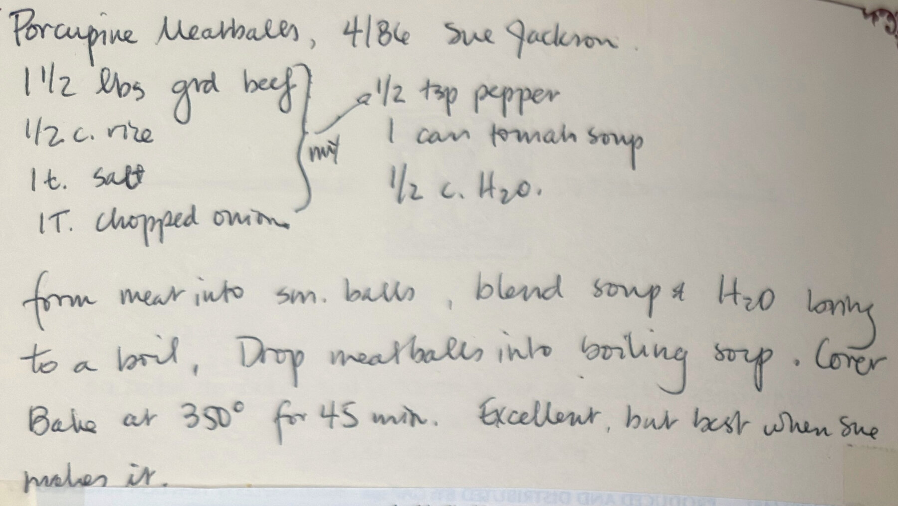 The original: Porcupine Meatballs