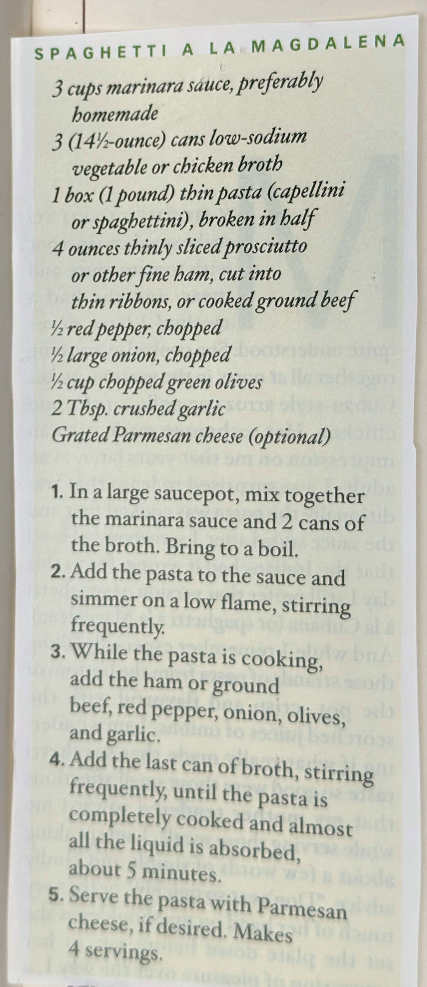 The original: Spaghetti a la Magdalena