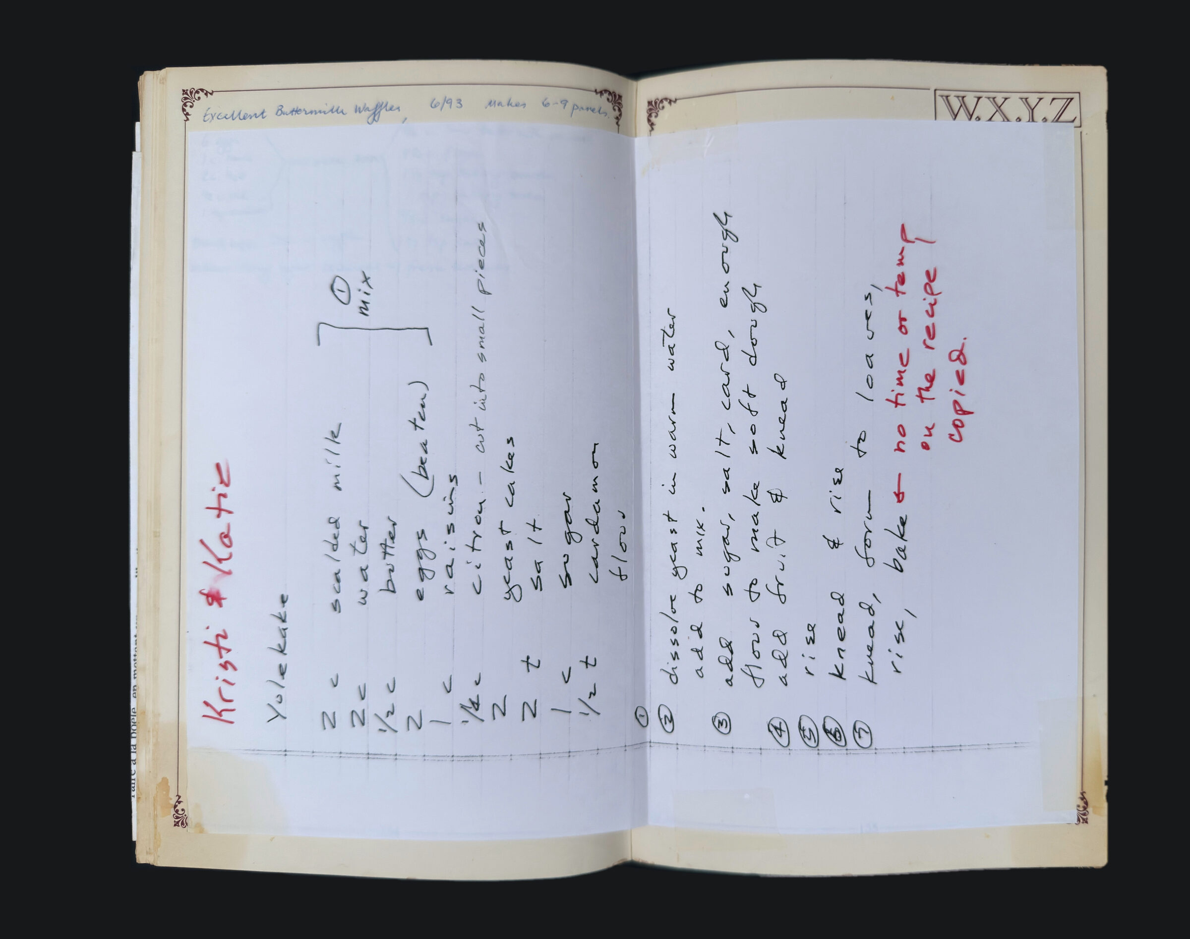 pp. 154–155: Buttermilk Waffles, Yulekake