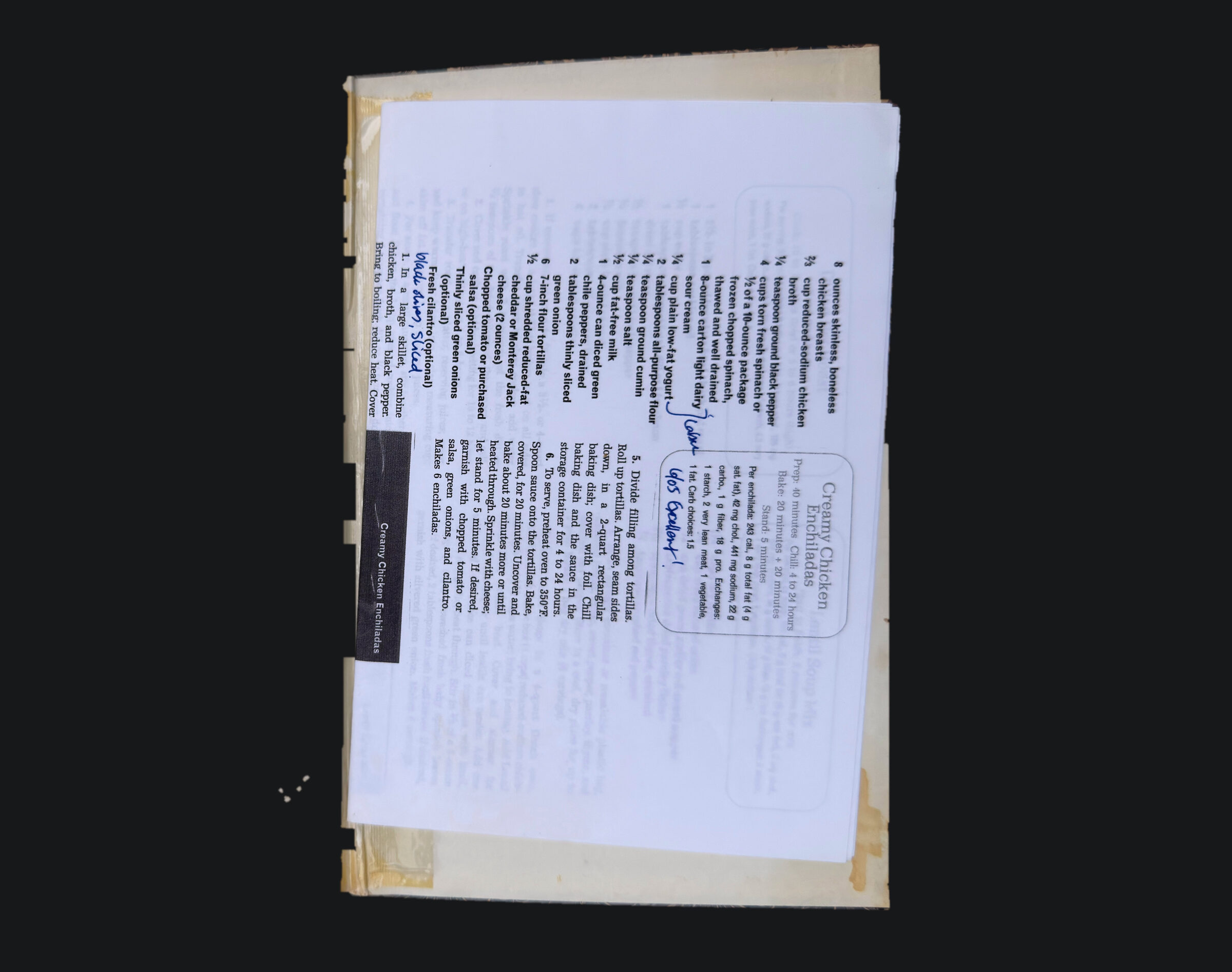 last leaf verso · inside back cover: Creamy Chicken Enchiladas